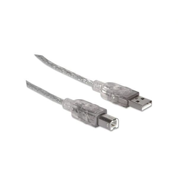 Cable Manhattan para Impresora USB A a USB B 5m Plata 480Mbps