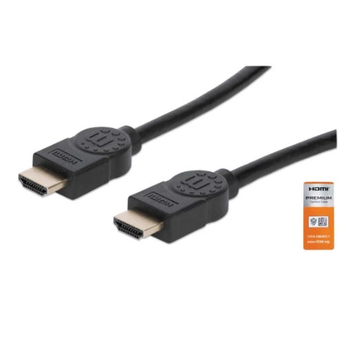 Cable Manhattan HDMI 1m 4K 60Hz 3D Blindado con Ethernet Negro