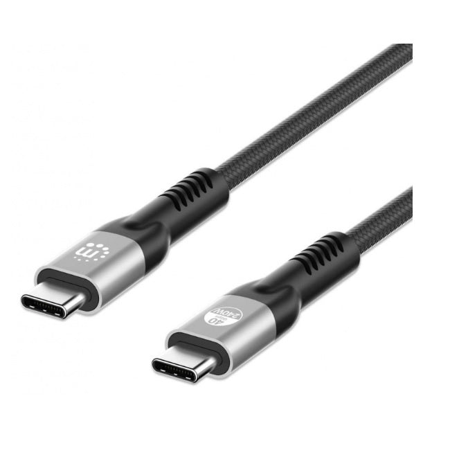 Cable Manhattan de carga USB C a USB C 2metros 240W PD negro/plata