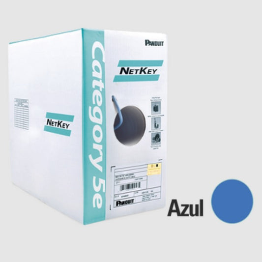 Bobina Panduit de Cable Utp Cat5E Uso Interior Azul 305M de Cobre NetKey Azul (24 AWG) PVC (CM) de 4 Pares