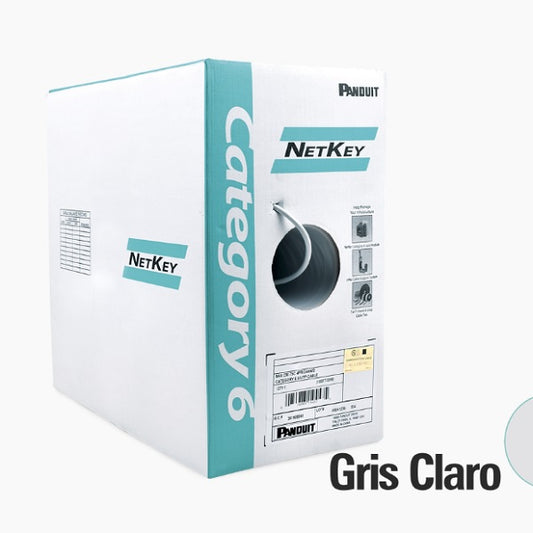 Bobina Panduit de Cable UTP Cat6 Gris 305M de Cobre NetKey ReelEX Cat6 (24 AWG) 1000Mbps PVC (CM) de 4 Pares Interna