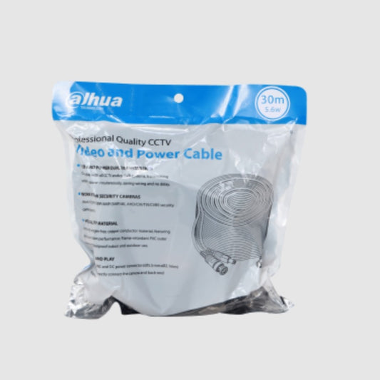 Cable Dahua DH-PFM942I-30-5 de 30 m armado para video y energia para camaras hasta 4k conector BNC y energia de uso exterior e interior