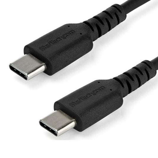 Cable Startech de 1m de Carga USB C - de Carga Rapida y Sincronizacion USB 2.0 Tipo C a USB C para Laptops - Revestimiento TPE de Fibra de Aramida M/M 60W Negro - iPad Pro Surface Modelo RUSB2CC1MB