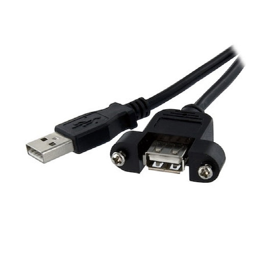 CABLE STARTECH DE 30CM NEGRO USB 2.0 PARA MONTAR EMPOTRAR EN PANEL - EXTERNO MACHO A HEMBRA USB A