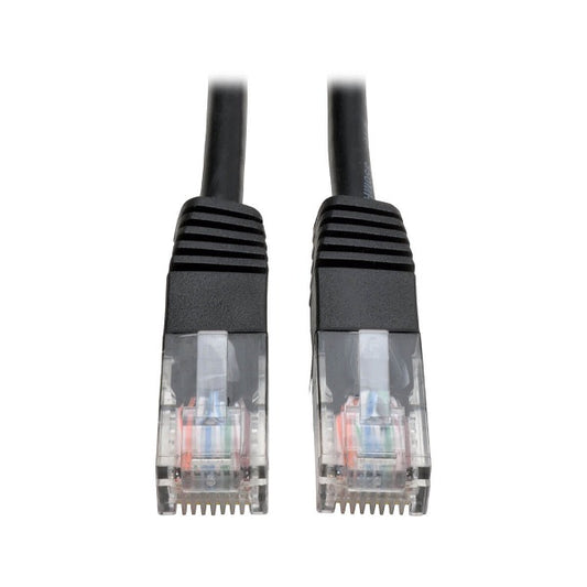 Cable patch UTP TrippLite N002-001-BK CAT 5E negro 30.48 cm (1 pie) PoE RJ45 M/M Moldeado 350 MHz
