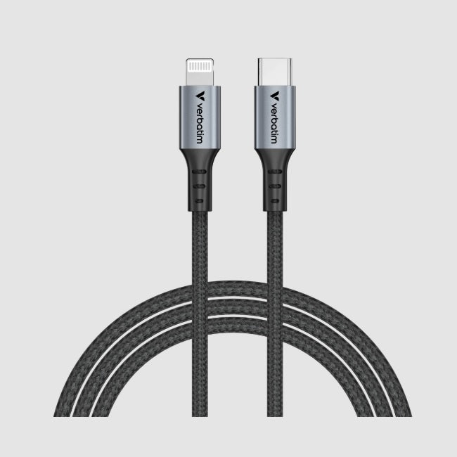 Cable de sincronizacion Verbatim carga USB-C a Lightning 18W color Negro de 120 cm
