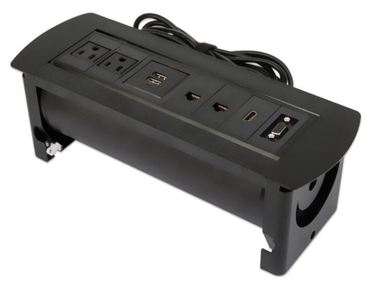 Caja de conexiones Manhattan para empotrar en mesa corriente/USB/HDMI/VGA/RJ45 color negro