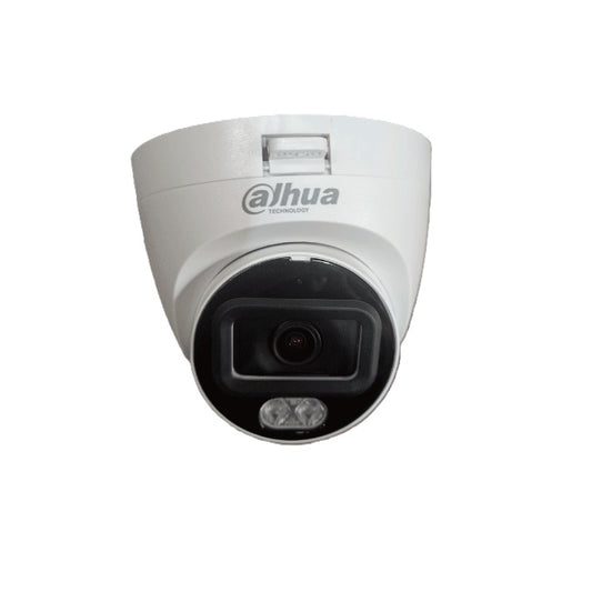 Camara Dahua DH-HAC-HDW1209TLQN-LED-0280B-S3 domo full color 2 mp 1080p lente 2.8 mm IR 30 m plastico exterior 106 gds apert starlight IP67