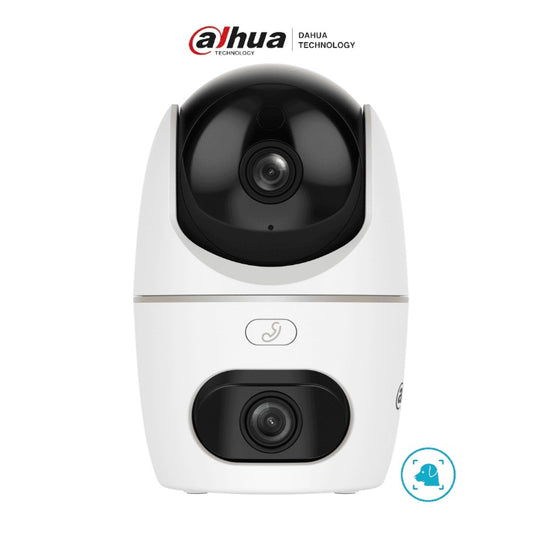 Camara Dahua HPT1339DD-STW-3E2-IL IP PT Dual de 6 Mpx / Hero/ 2 Lentes de 2k/ 30 IR y Luz Visible/ Boton de Llamada/ Audio 2 vías/Deteccion de Humanos y Mascotas