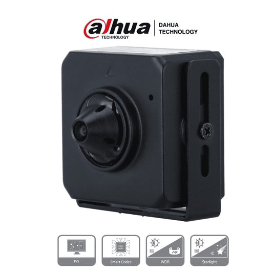 Camara Dahua DH-IPC-HUM4231S-L4 IP pinhole 2 mpx lente de 2.8 mm interior 96 gds de apertura microfono integrado