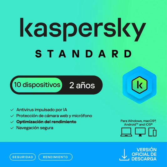ESD KASPERSKY STANDARD 10 DISPOSITIVOS 2 AÑOS