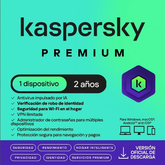ESD KASPERSKY PREMIUM 1 DISPOSITVO 1 CUENTA KPM 2 AÑOS