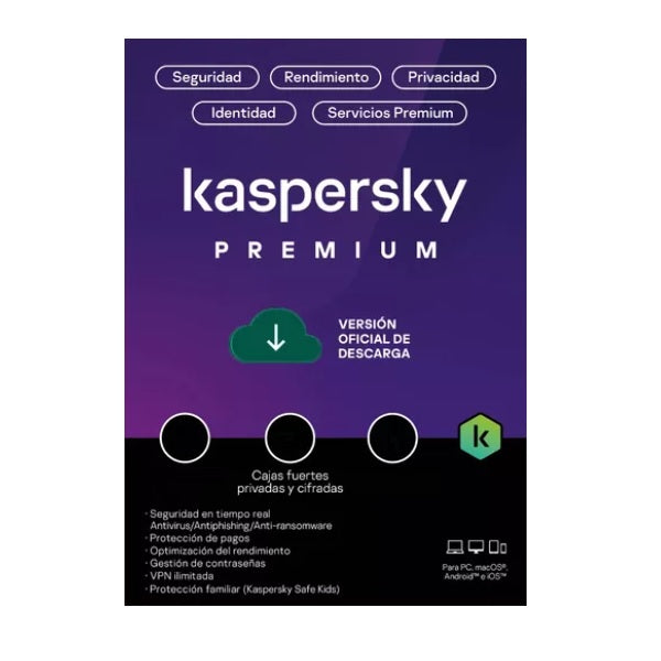 KASPERSKY PREMIUM 3 DISPOSITIVOS 1 AÑO