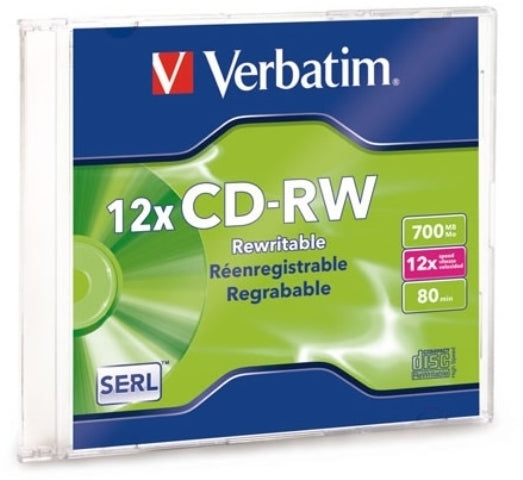 CD-RW VERBATIM 12X 80MIN 700MB SLIM CASE