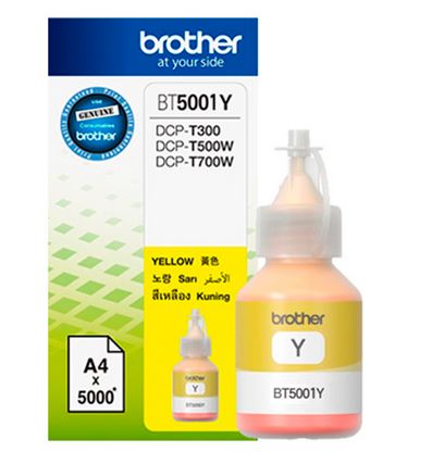 TINTA BROTHER BT5001Y AMARILLO BOTE INKBENEFIT TANK T300/T500R/T700/T800 RENDIMIENTO ULTRA (5 000 PAG)