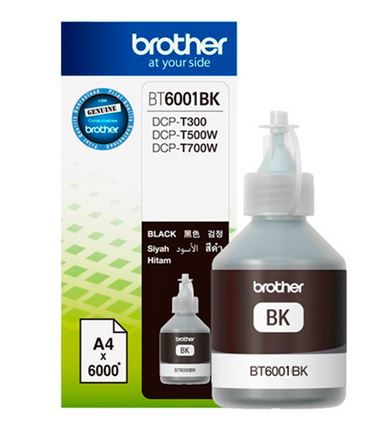 TINTA BROTHER BT6001BK NEGRO BOTE INKBENEFIT TANK T300/T500/T700/T800 RENDIMIENTO ULTRA (6 000 PAGINAS )