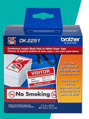 Cinta Brother Para Etiqueta Blanca DK2251 60.96mmx15.24mm QL-800/QL-810W/QL-820NWB (1 Rollo)