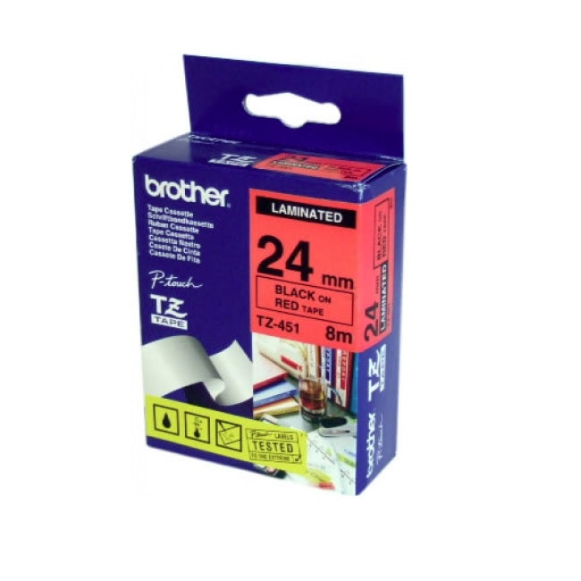 CINTA BROTHER TZE451 NEGRO-ROJO PRINT TOUCH 24MM