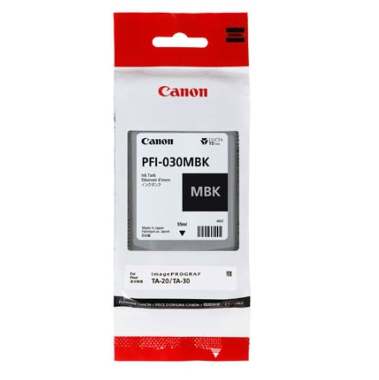 TINTA CANON PFI-030MBK 3488C001AA NEGRO MATE IMAGEPROGRAF TA-20/TA-30 (55 ML)