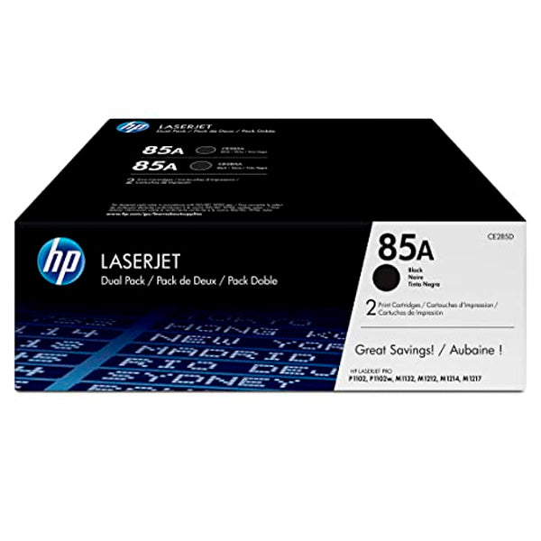 TONER HP 85A CE285AD NEGRO LASERJET P1102W/91109W/M1132 /M1212NF DUAL PACK (2 DE 1 600 PAG C/U)