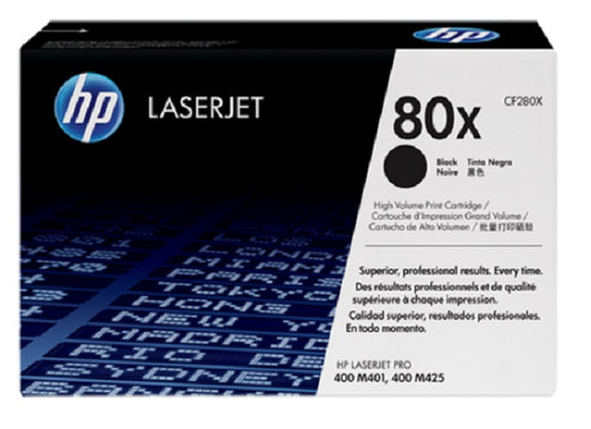 TONER HP 80X CF280X NEGRO LASERJET PRO M400/M401/M400mfp/M425 ALTO RENDIMIENTO (6 900 PAG)