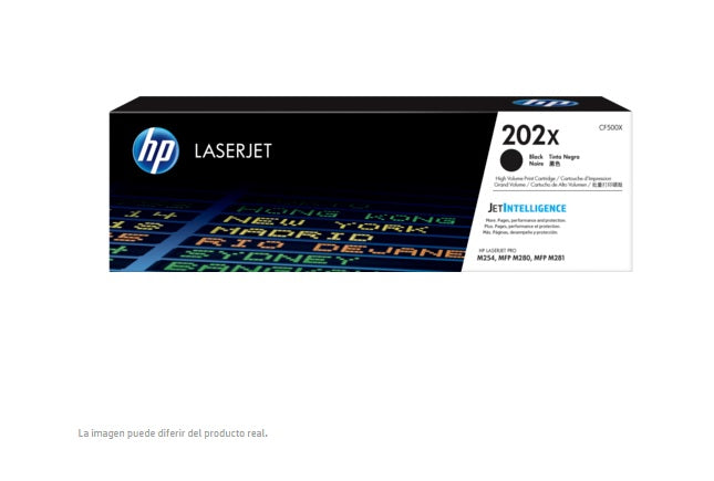 TONER HP 202X CF500X NEGRO LASERJET PRO M254dw/M281fdw ALTO RENDIMIENTO ( 3 200 PAG )