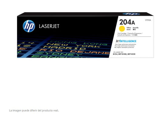 TONER HP 204A CF512A AMARILLO HP LASERJET PRO M154/MFP-M180 (900 PAG)