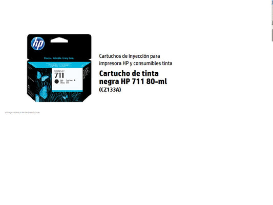 TINTA HP LF 711 CZ133A NEGRO DESIGNJET T120/T520 80ML