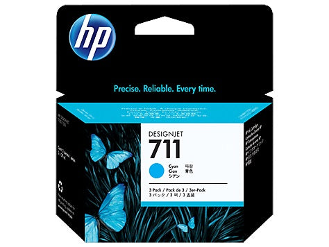 TINTA HP LF 711 CZ134A CYAN DESIGNJET T120/T520 29-ML (3-PACK)