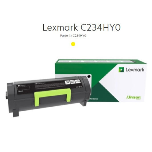 TONER LEXMARK C234HY0 AMARILLO ALTO RENDIMIENTO MC2535ADWE (2300 PAG)