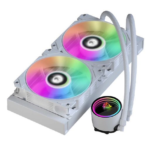 Enfriamiento Liquido Balam Rush Hydrox Pro HX20 Blanco para CPU 240mm 2xFan ARGB 4pines LGA 1700 AM5