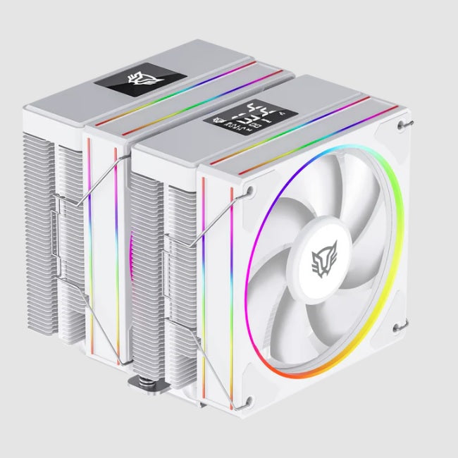 Enfriamiento de Aire Balam Rush Heliux Pro HEX75 Blanco Display para monitoreo de temperatura RGB 6 Pipas TDP 270 W Legend