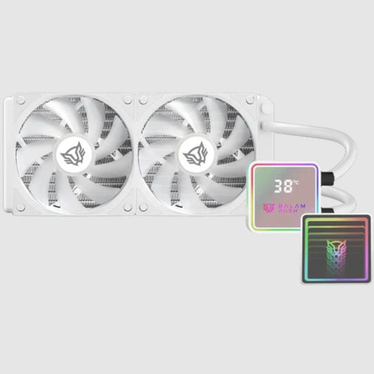 Enfriamiento Liquido Balam Rush Cryo Prism 240 ICE Blanco Display para monitoreo de temperatura ARGB 2x Vent 120 mm 270w
