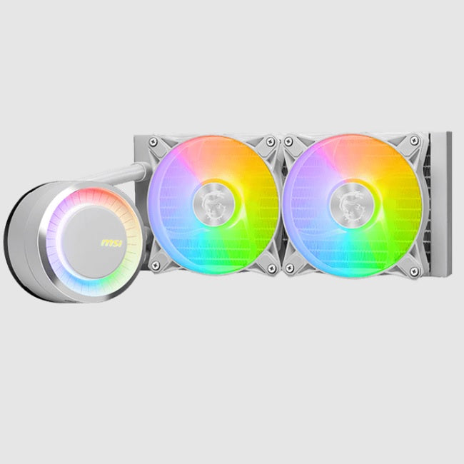 Enfriamiento liquido MSI MAG CORELIQUID E240 WHITE 2xFan ARGB 240mm Compatible AM5/LGA 1700