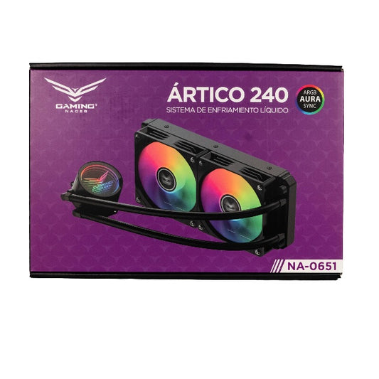 Enfriamiento Liquido Naceb 240MM Artico con iluminacion ARGB moelo NA-0651color Negro