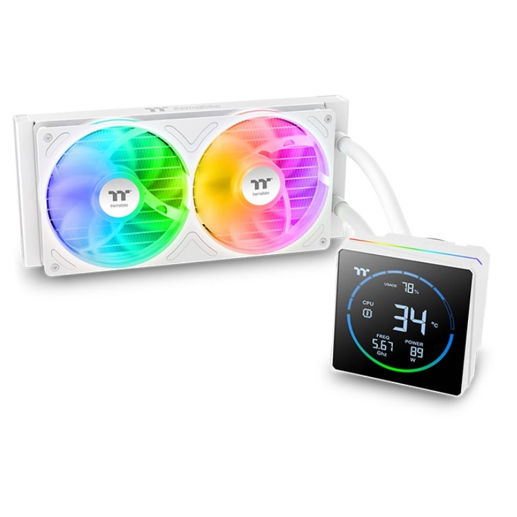 Enfriamiento Liquido Thermaltake TH240-S V3 2 Ventiladores120mm Blanco ARGB pantalla 3.95 pulgadas