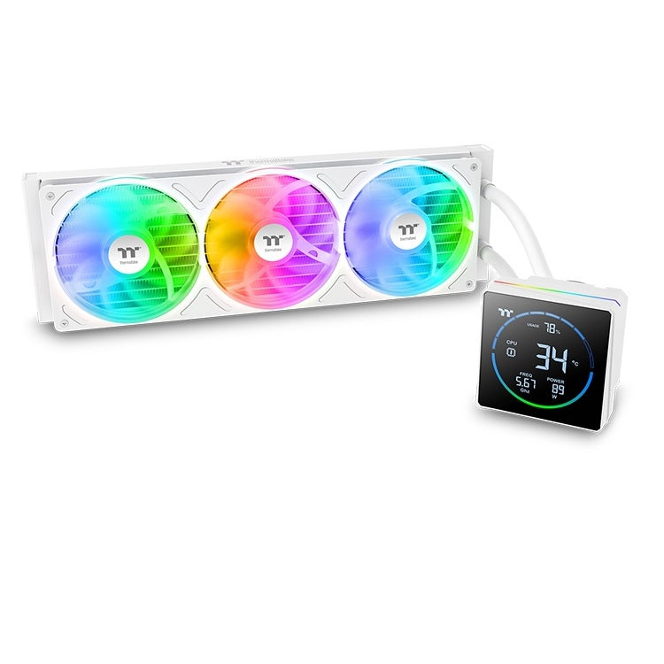 Enfriamiento Liquido Thermaltake TH360-S V3 3 Ventiladores120mm Blanco ARGB pantalla 3.95 pulgadas