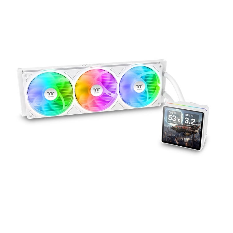 Enfriamiento Liquido Thermaltake TH360 V3 Ultra 3 Ventiladores120mm Blanco ARGB pantalla 3.95 pulgadas