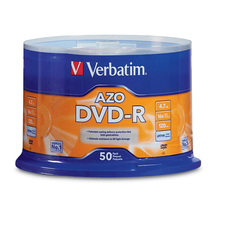 Torre de discos Virgenes Verbatim para DVD DVD-R 16x 4.7GB con 50 Piezas