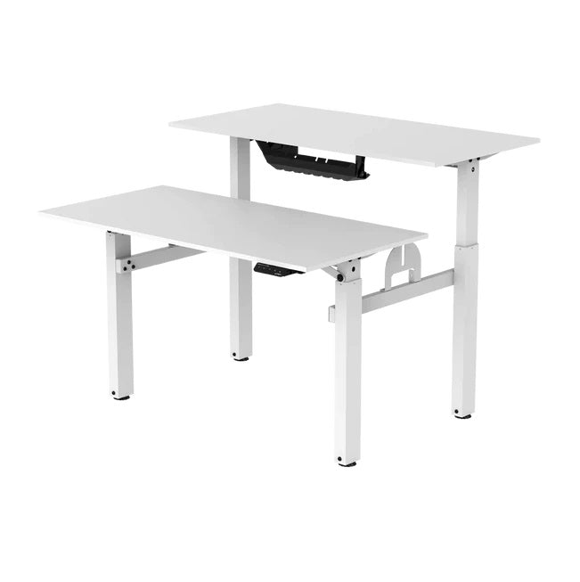 Escritorio de oficina Acteck Ergo Desk V2 ED727 Elite Doble estacion Ajuste Electrico Altura Blanco