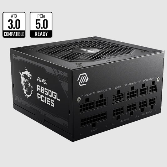 Fuente MSI 850W Gold 80 Plus full modular MPG conector PCIE5 Amarillo