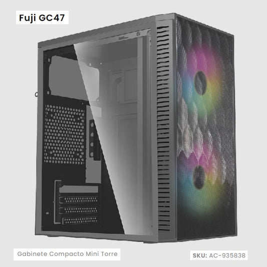 Gabinete Acteck Fuji GC470 Negro Fuente 500W Mini Torre con Cristal 2 Vent