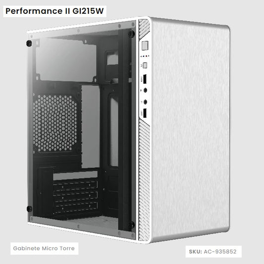 Gabinete Acteck Performance II GI215W Blanco con Cristal Fuente 500W Micro Torre AC-935852