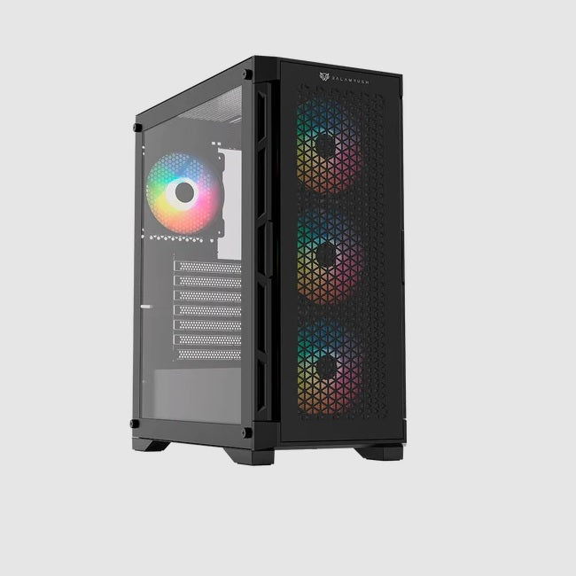 Gabinete Balam Rush Thank Expert Curve 7400 Mini torre negro cristal sin bordes con indicador termico 4xVentiladores ARGB ATX/Micro ATX/ Mini ITX sin fuente