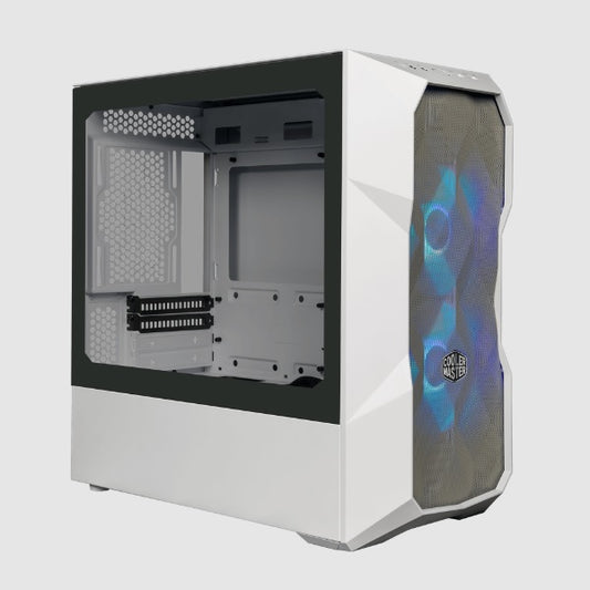 Gabinete Cooler Master TD300 MESH Blanco 2*FAN 120MM vidrio templado acero malla plastico Mini ITX Micro ATX