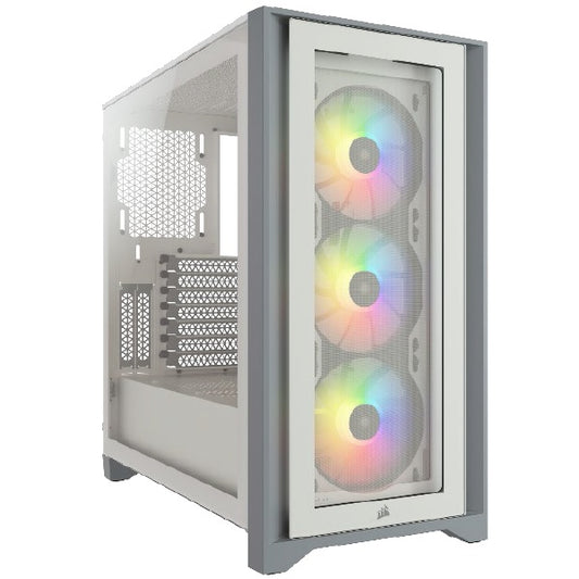 Gabinete Corsair ICUE 4000X RGB blanco cristal templado ATX semitorre 3*ventiladores RGB