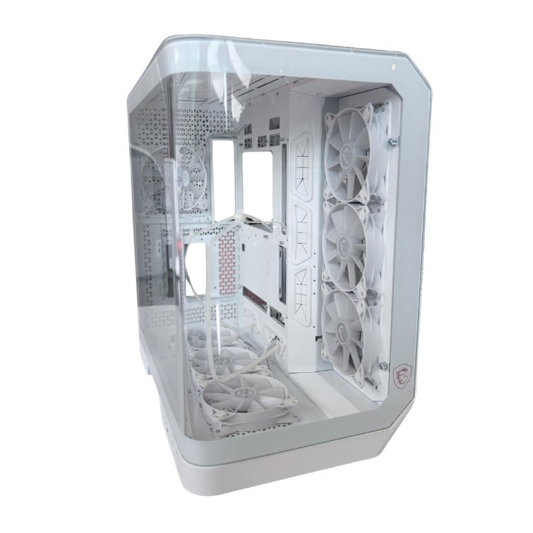 Gabinete MSI MAG PANO 120R PZ WH Blanco Cristal Templado 270grados Media Torre E-ATX (up to 305 x 280 mm) 1x 120mm PWM ARGB 3x 120mm PWM ARGB Fan (reverse-blade)
