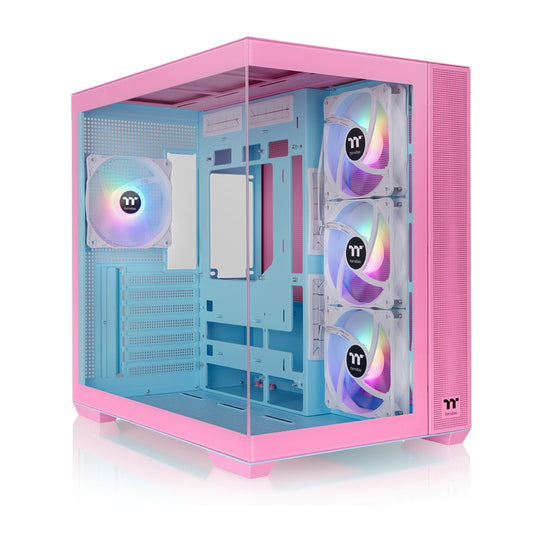 Gabinete Thermaltake View 380 TG ARGB Mid Tower Bubble Rosa 4xVentiladores 120mm ATX CA-1Z2-00M1WN-00 Hidden-Connector Motherboards from ASUS MSI GIGABYTE