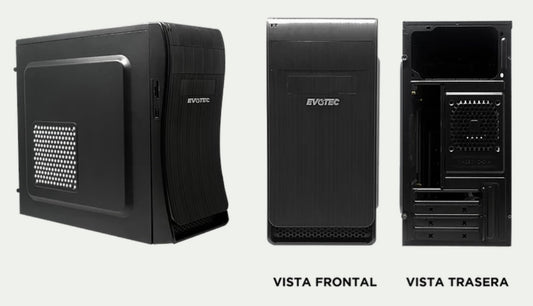 Gabinete Evotec bassu fuente 600w tarjeta mini-atx / micro-atx Negro