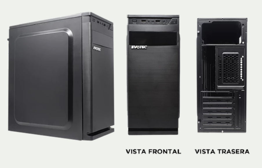 Gabinete Evotec Barid fuente 600w Trajeta ATX/ Mini-ATX/ Micro-ATX modelo EV-1015 color Negro